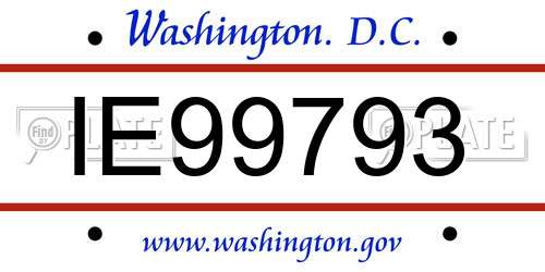 IE99793 District Of Columbia License Plate
