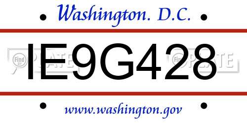 IE9G428 District Of Columbia License Plate