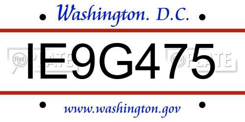 IE9G475 District Of Columbia License Plate