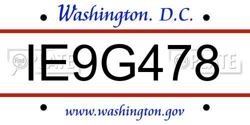 IE9G478 District Of Columbia License Plate