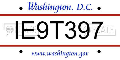 IE9T397 District Of Columbia License Plate