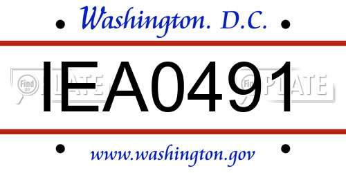 IEA0491 District Of Columbia License Plate