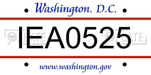 IEA0525 District Of Columbia License Plate