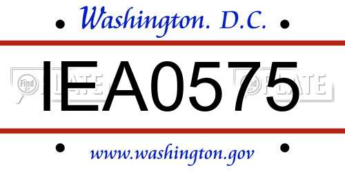 IEA0575 District Of Columbia License Plate