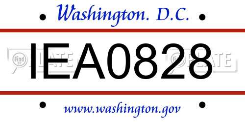 IEA0828 District Of Columbia License Plate