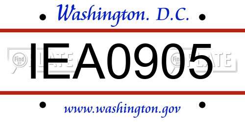 IEA0905 District Of Columbia License Plate