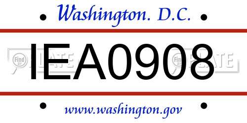 IEA0908 District Of Columbia License Plate