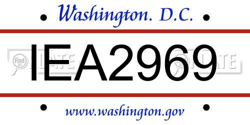 IEA2969 District Of Columbia License Plate