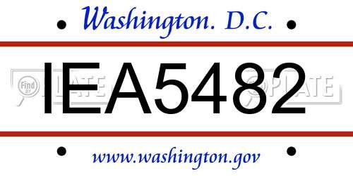 IEA5482 District Of Columbia License Plate