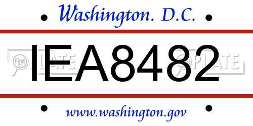 IEA8482 District Of Columbia License Plate