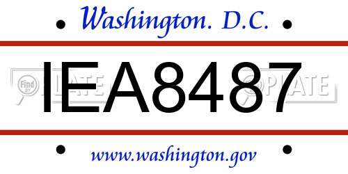 IEA8487 District Of Columbia License Plate