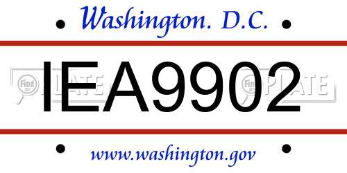 IEA9902 District Of Columbia License Plate