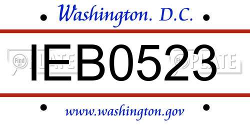 IEB0523 District Of Columbia License Plate
