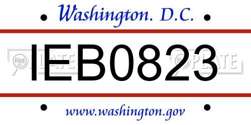 IEB0823 District Of Columbia License Plate