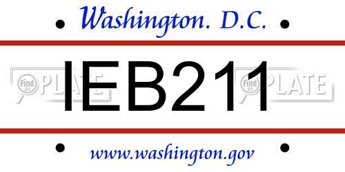 IEB211 District Of Columbia License Plate