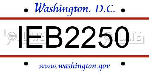 IEB2250 District Of Columbia License Plate
