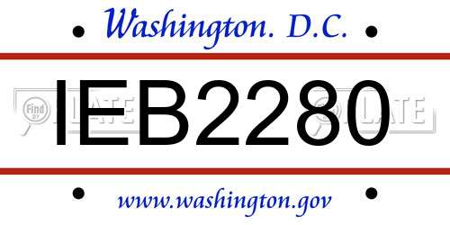 IEB2280 District Of Columbia License Plate