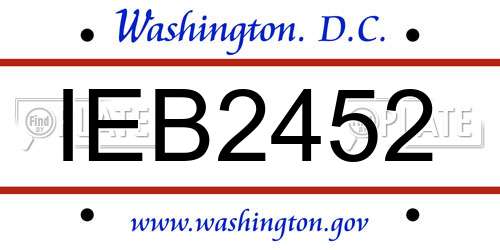 IEB2452 District Of Columbia License Plate