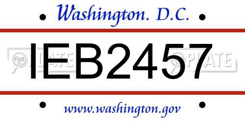 IEB2457 District Of Columbia License Plate