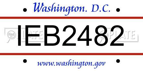 IEB2482 District Of Columbia License Plate
