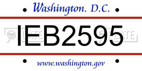 IEB2595 District Of Columbia License Plate