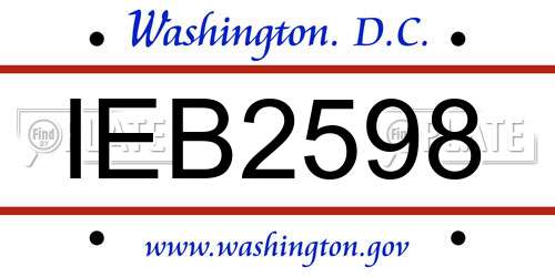 IEB2598 District Of Columbia License Plate