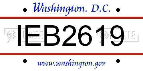 IEB2619 District Of Columbia License Plate
