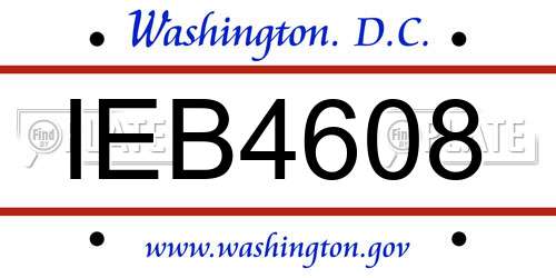 IEB4608 District Of Columbia License Plate