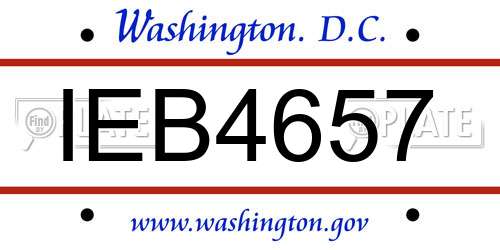 IEB4657 District Of Columbia License Plate