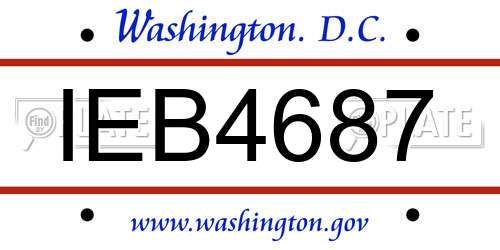 IEB4687 District Of Columbia License Plate