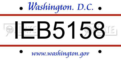 IEB5158 District Of Columbia License Plate