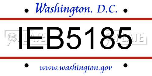 IEB5185 District Of Columbia License Plate