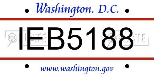 IEB5188 District Of Columbia License Plate