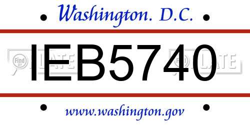 IEB5740 District Of Columbia License Plate
