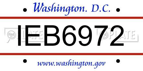 IEB6972 District Of Columbia License Plate