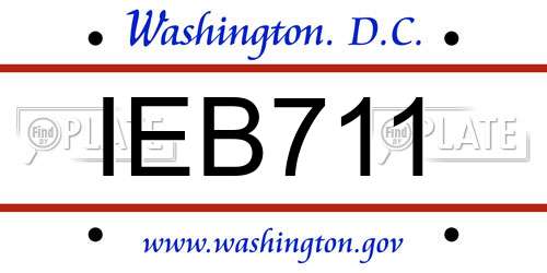 IEB711 District Of Columbia License Plate