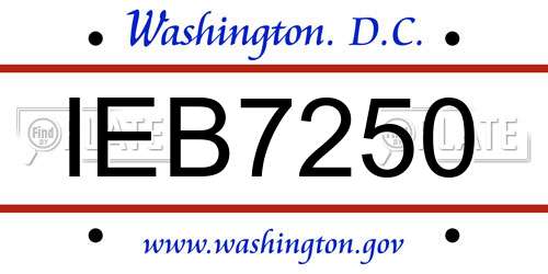 IEB7250 District Of Columbia License Plate