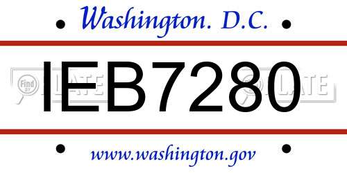 IEB7280 District Of Columbia License Plate