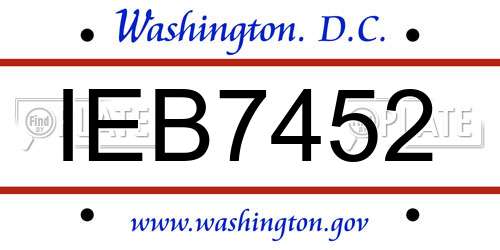 IEB7452 District Of Columbia License Plate