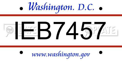IEB7457 District Of Columbia License Plate
