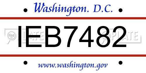 IEB7482 District Of Columbia License Plate