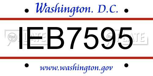 IEB7595 District Of Columbia License Plate