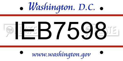IEB7598 District Of Columbia License Plate