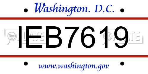 IEB7619 District Of Columbia License Plate
