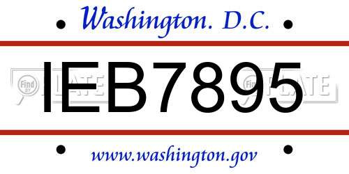 IEB7895 District Of Columbia License Plate