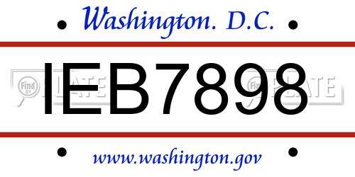 IEB7898 District Of Columbia License Plate
