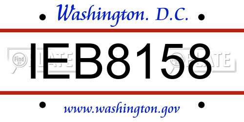IEB8158 District Of Columbia License Plate
