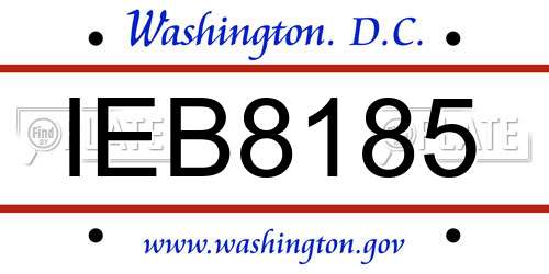 IEB8185 District Of Columbia License Plate