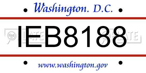 IEB8188 District Of Columbia License Plate