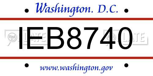 IEB8740 District Of Columbia License Plate